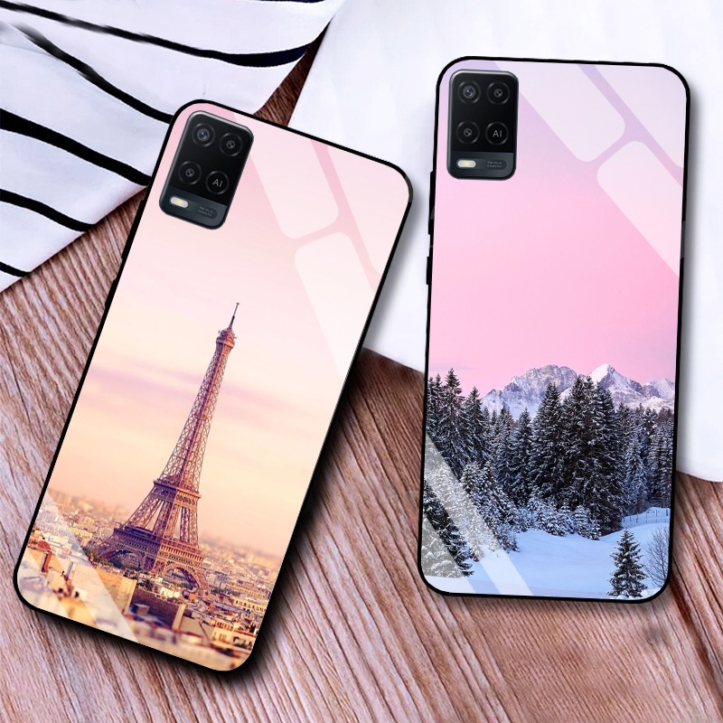 Ốp Lưng OPPO A54, A55, A74, A94 Mặt kính cường lực Cao Cấp, Sang Trọng thiết kế Độc Quyền