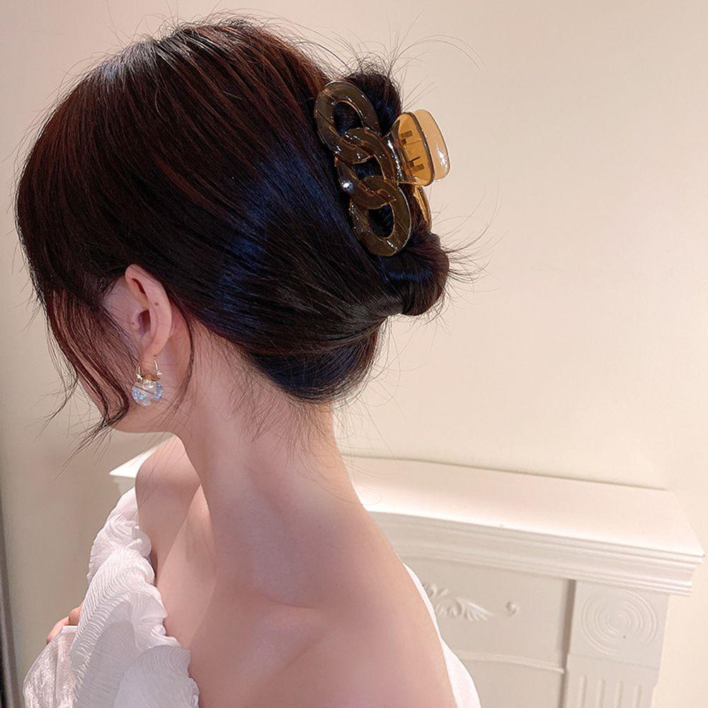 Kẹp Tóc Càng Cua Bằng Acrylic Trong Suốt Phối Dây Xích Thời Trang Cho Nữ
