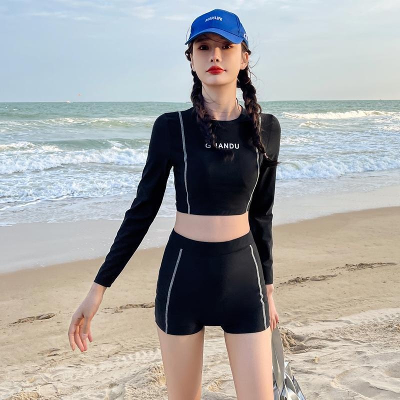 Bộ Đồ Bơi Hai Mảnh Gồm Áo Tay Dài Và Quần Boxer Phong Cách Thể Thao Dành Cho Nữ 2022