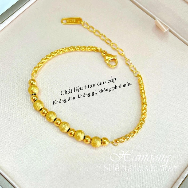 Vòng tay titan nữ không gỉ lắc tay titan kiểu dáng viên bi ánh kim sa lấp lánh thời trang thanh lịch