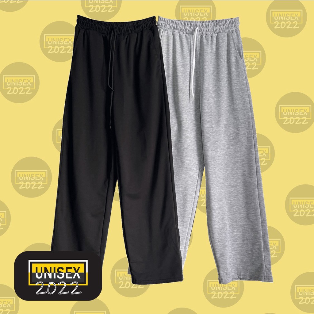 Quần thun dài thể thao nam nữ dáng suông ống rộng cạp chun – Unisex 2022