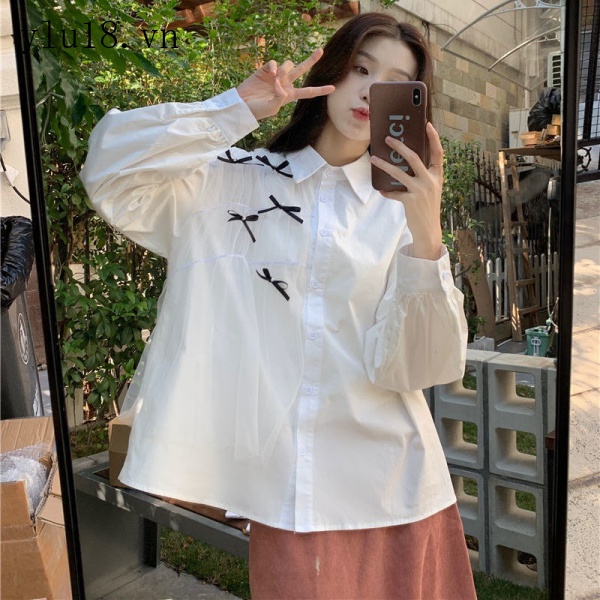 Áo Sơ Mi Xanh Dương Tay Dài Phong Cách Pháp Thời Trang Mùa Xuân 2022 Mới Cho Nữ