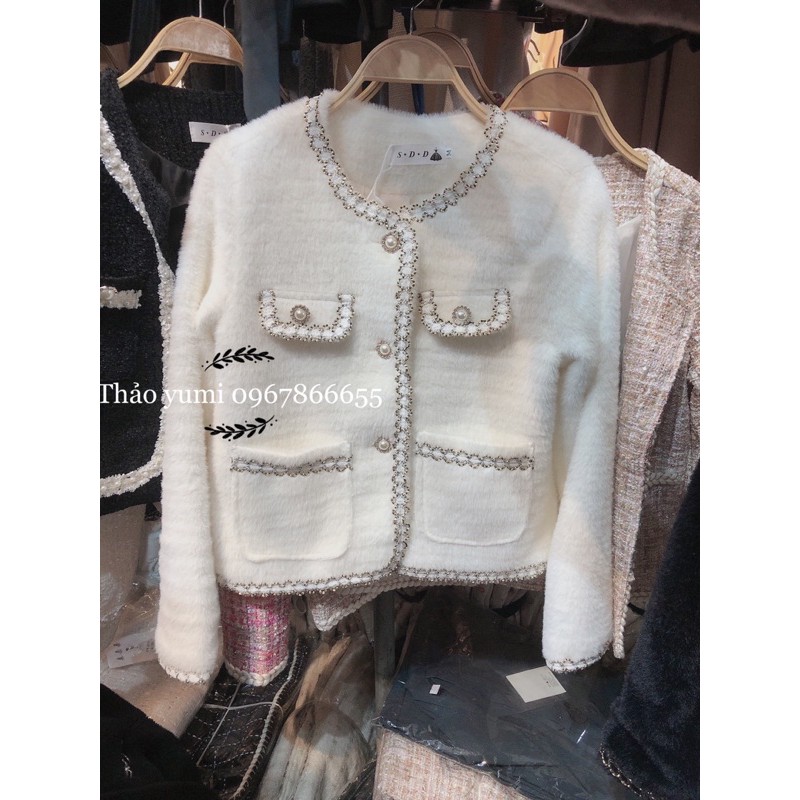 áo khoác lông khuy ngọc viền hàng chuẩn SĐ (sẵn) | BigBuy360 - bigbuy360.vn