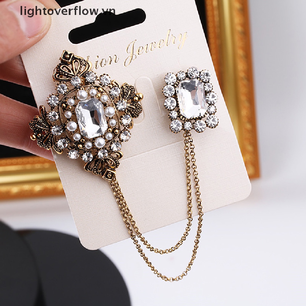 Ghim Cài Áo Kim Loại Đính Pha Lê Phong Cách Vintage Cho Nữ