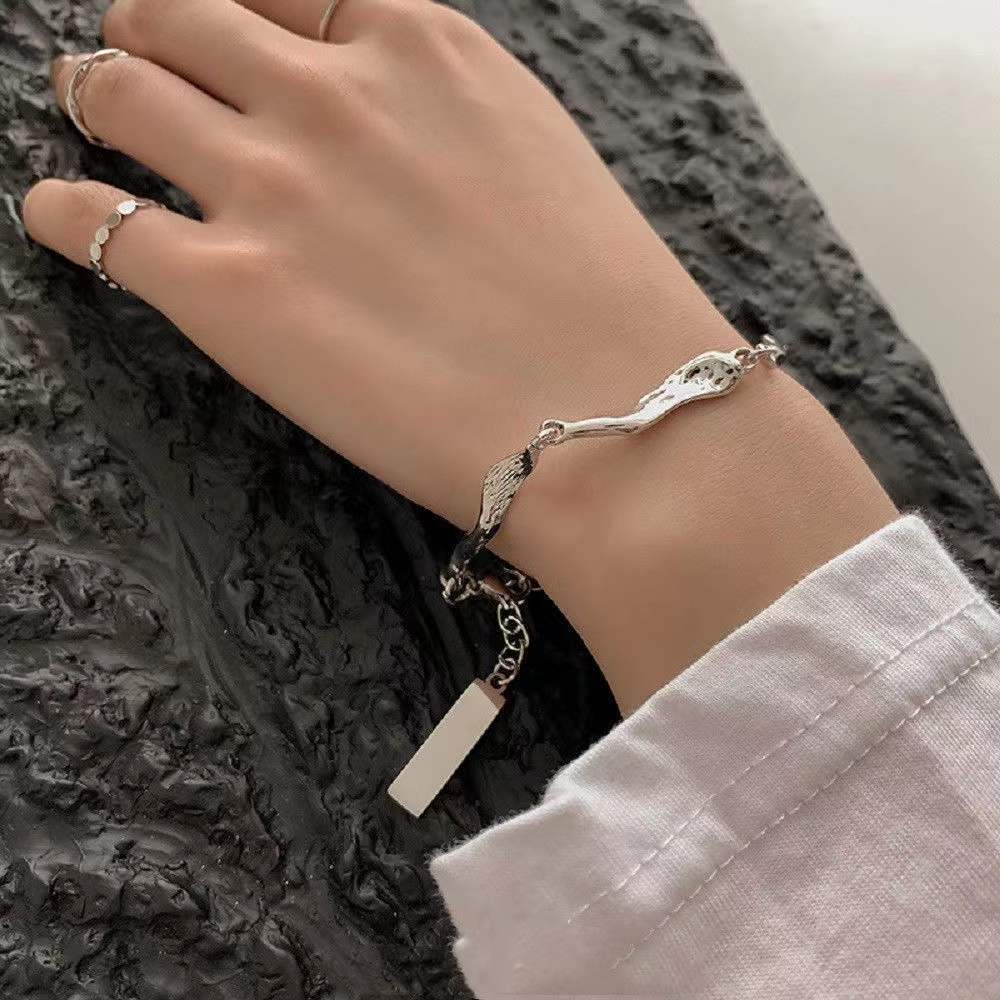 Vòng Tay Mạ Bạc Không Phai Thiết Kế Đơn Giản Sáng Tạo Dành Cho Nam Và Nữ