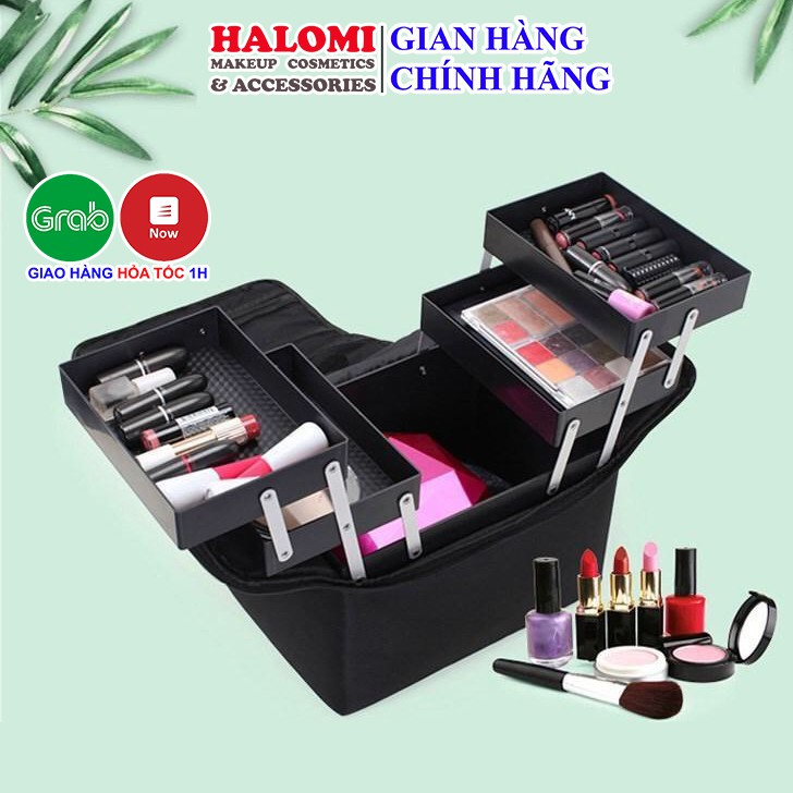 Cốp Đựng Đồ Trang điểm Makeup Phun Xăm-Nail-Trang Điểm bọc vải HALOMI Size 29x21x27