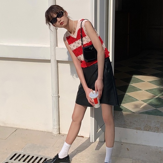 【ZHELIHANGFEI】Áo Thun Tay Ngắn Họa Tiết Sọc Thời Trang Dành Cho Nữ