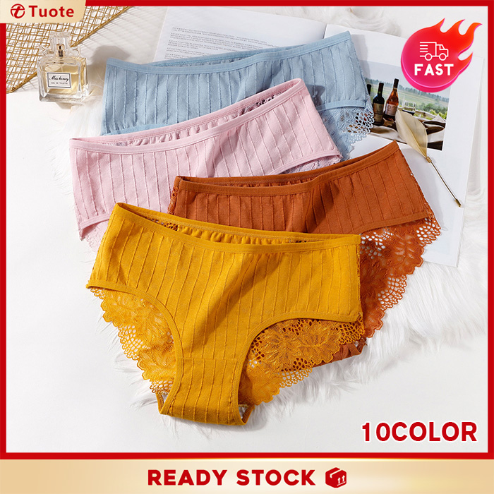 M~XL Tuote Ready Stock Women's Lace Sexy Underpants Cotton Female Briefs