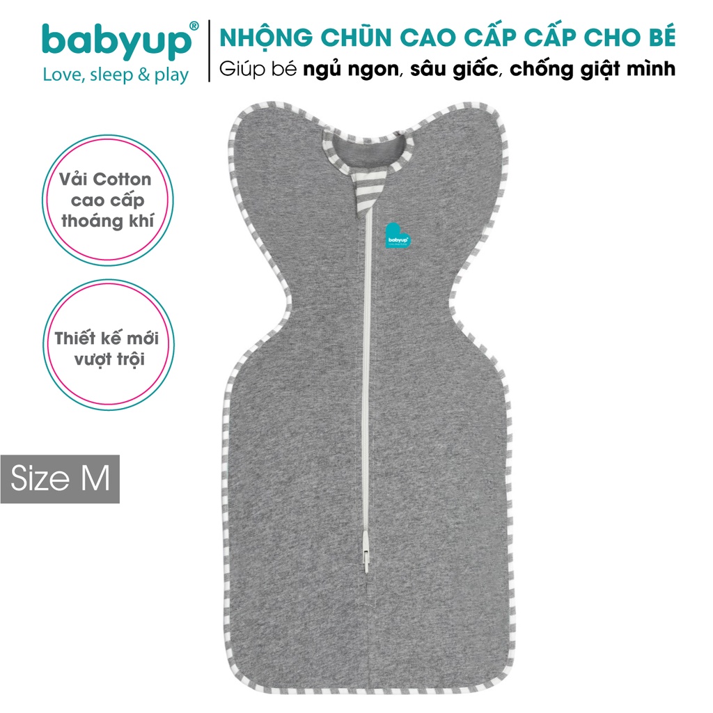 Nhộng chũn cho bé cao cấp Babyup. Giúp bé ngủ ngon, sâu giấc, chống giật m ình - Nhộng ngủ Vải cotton co giãn 4 chiều