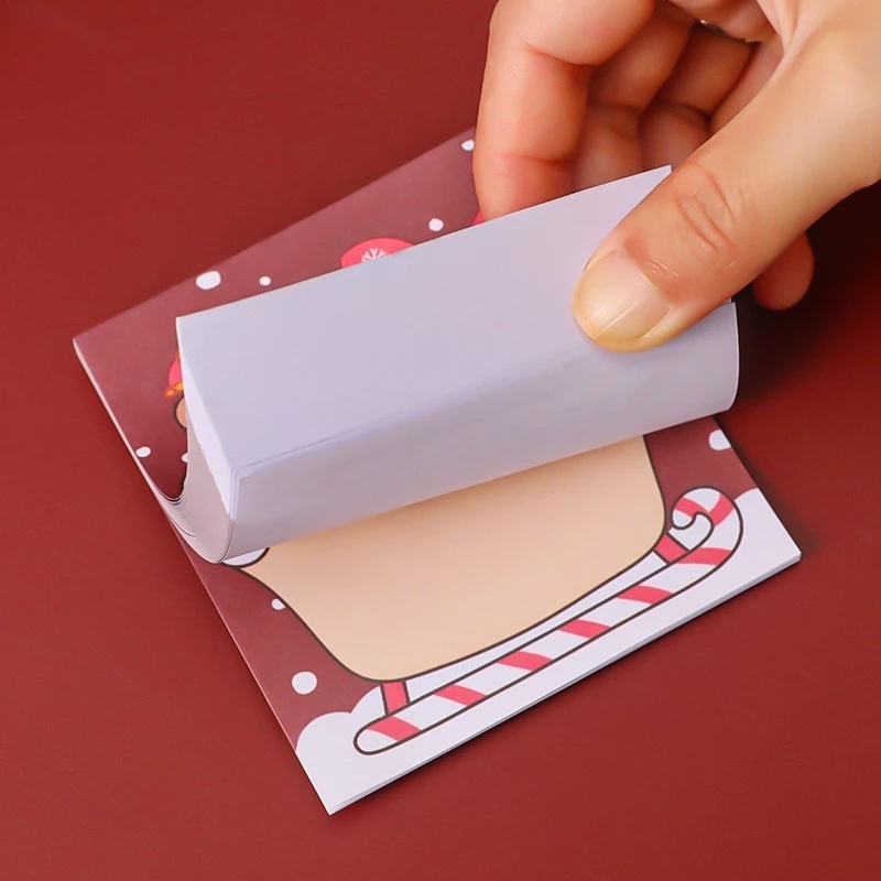 Set 50 Tập Giấy Ghi Chú Họa Tiết Ông Già Noel/Người Tuyết Hoạt Hình Dày Dặn