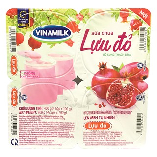 E - Lốc 4 Sữa Chua Ăn Vinamilk Lựu Đỏ 100G