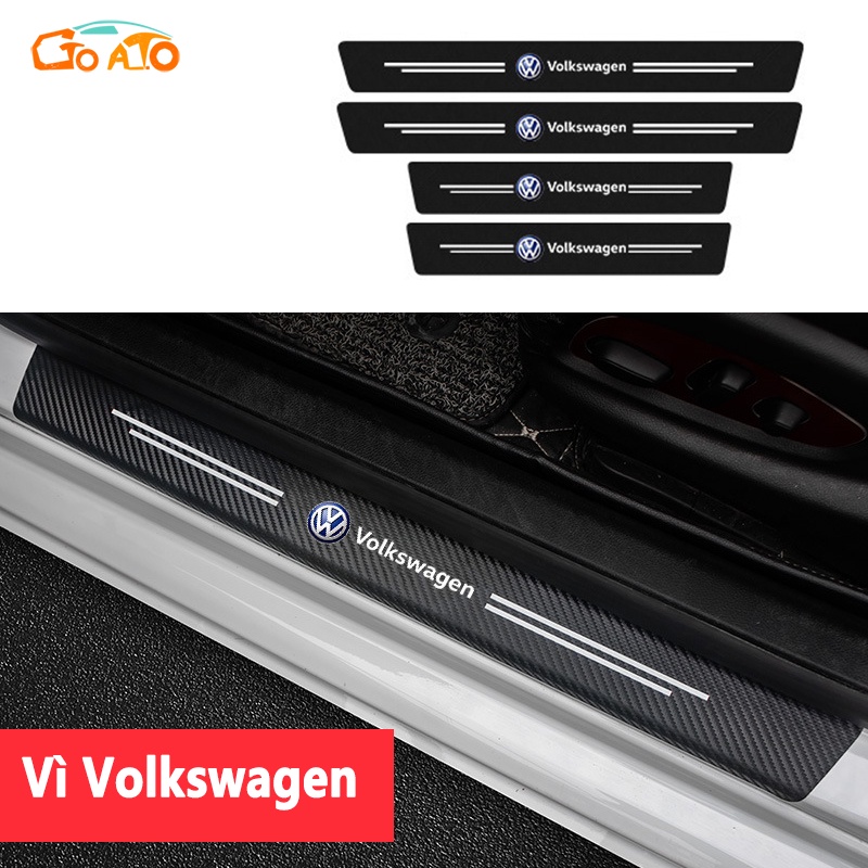 GTIOATO 4 Chiếc Sợi Carbon Dán Xe Dán Cửa ô Tô DáN ChốNg XưỚC Ô Tô Bảo Vệ Bậc Cửa Xe Hơi Phụ KiệN Xe HơI Cho Volkswagen Tiguan Beetle Polo Teramont Scirocco Santana Passat Jetta TCross Touareg
