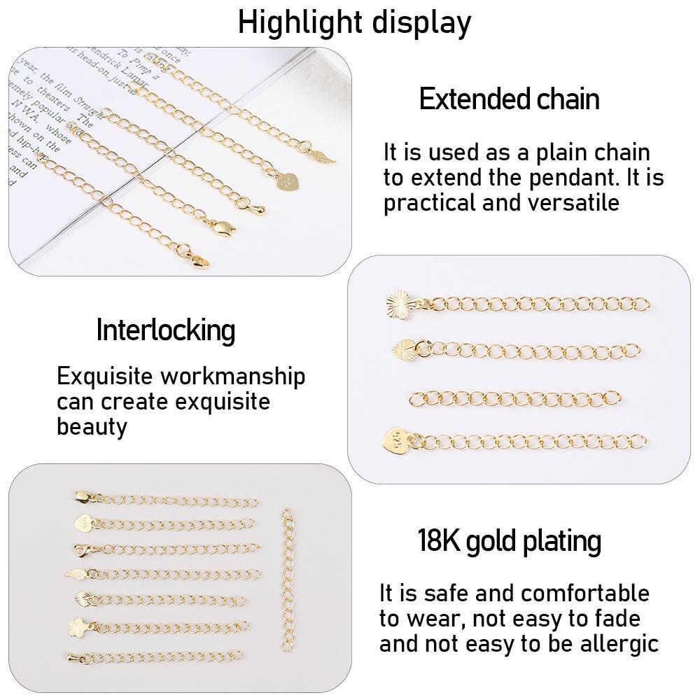 PINEVN Set 5 Đuôi Dây Xích Nối Dài Trang Sức Mạ Vàng 18k