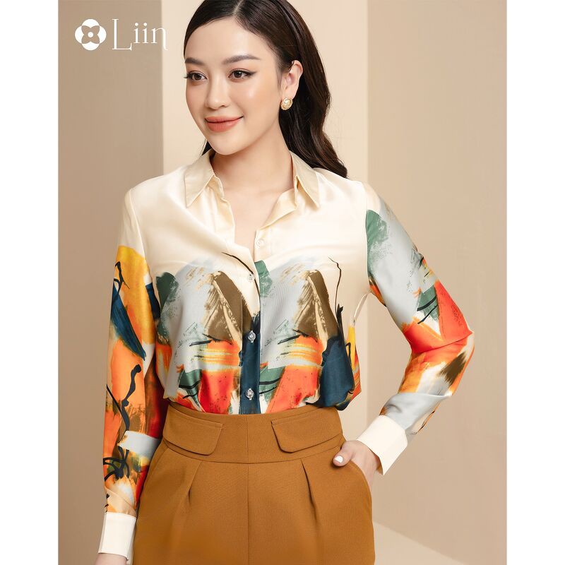 Áo Sơ Mi chất lụa cao cấp, phổi Vẩy Màu thời trang Liin Clothing SM3030