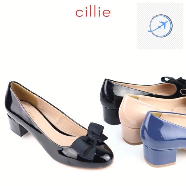 🤺 Giày cao gót nữ mũi tròn basic phối nơ nhẹ nhàng da bóng sang chảnh gót cao 4cm đi làm dạo phố Cillie 1200 🤺