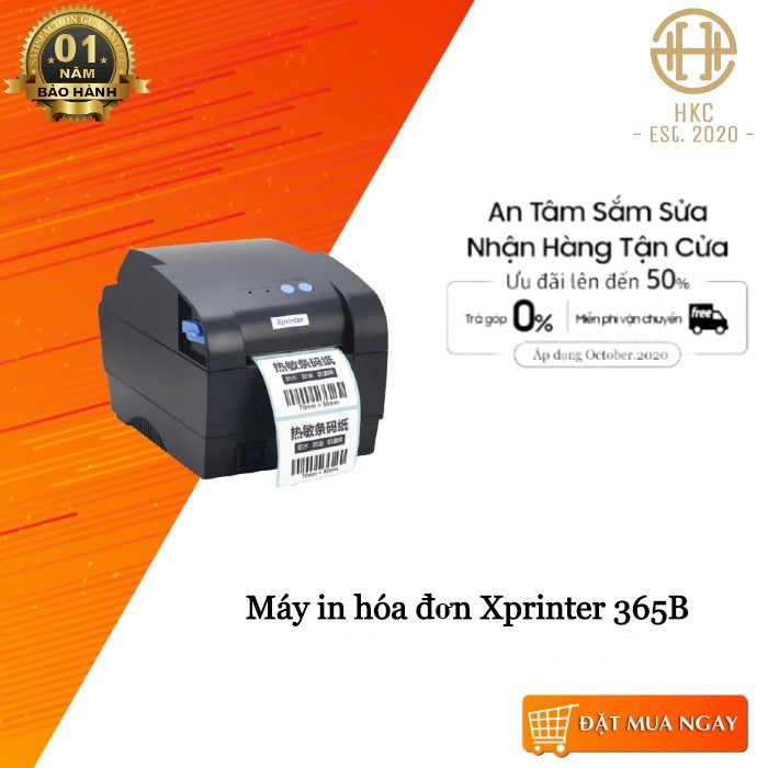 Máy in tem + in hoá đơn K80 Xprinter XP 365B in đơn hàng GHTK, in tem nhãn và phiếu giao hàng các sàn TMĐT