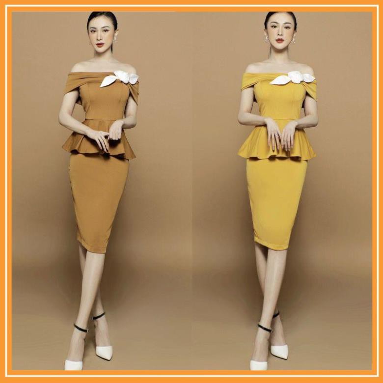 SHOP DẠ HỘI  Đầm dự tiệc body trễ vai peplum thiết kế cao cấp tặng hoa tai thời trang xinh xắn