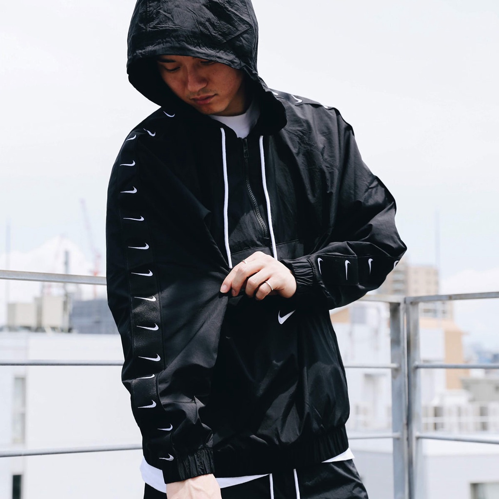 Áo khoác Nike Taped Swoosh Popover Jacket - Đen