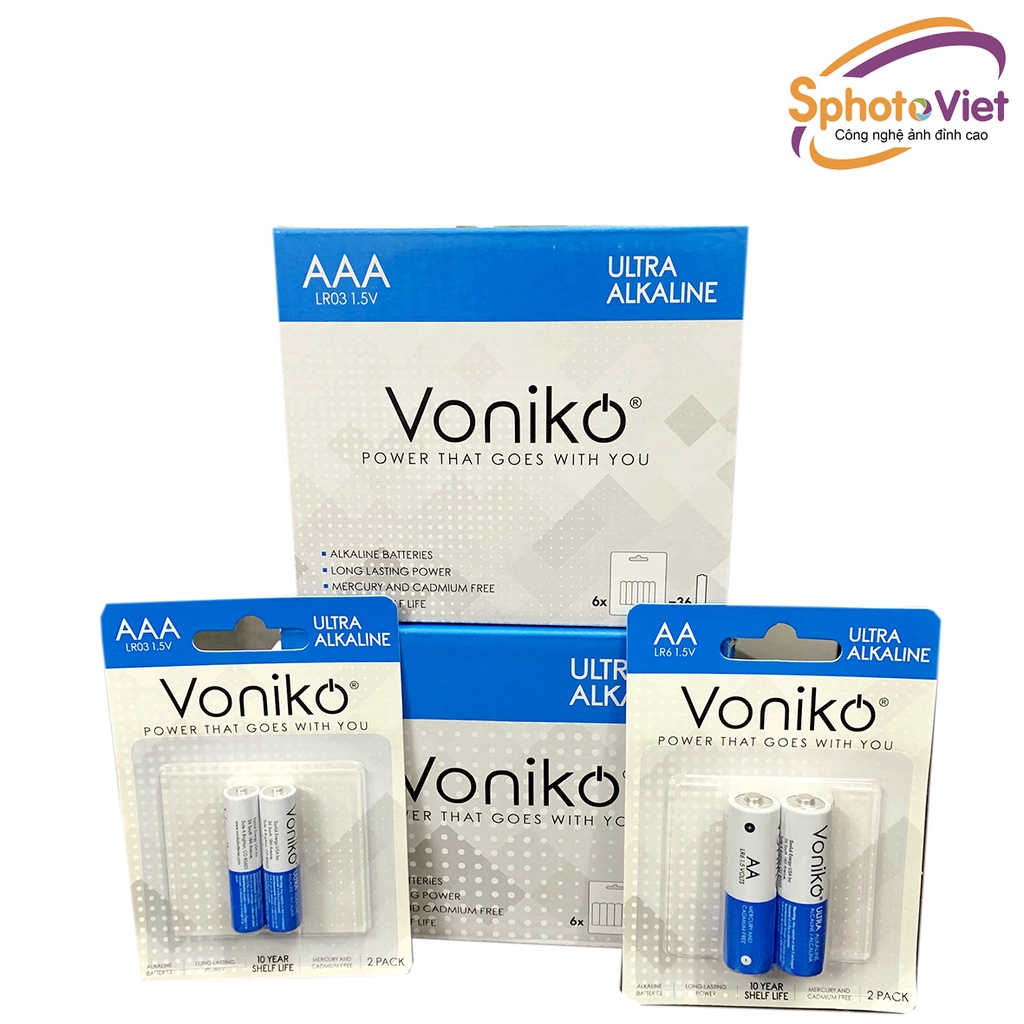 1 hộp PIN AA - AAA VONIKO USA Alkaline 36 viên