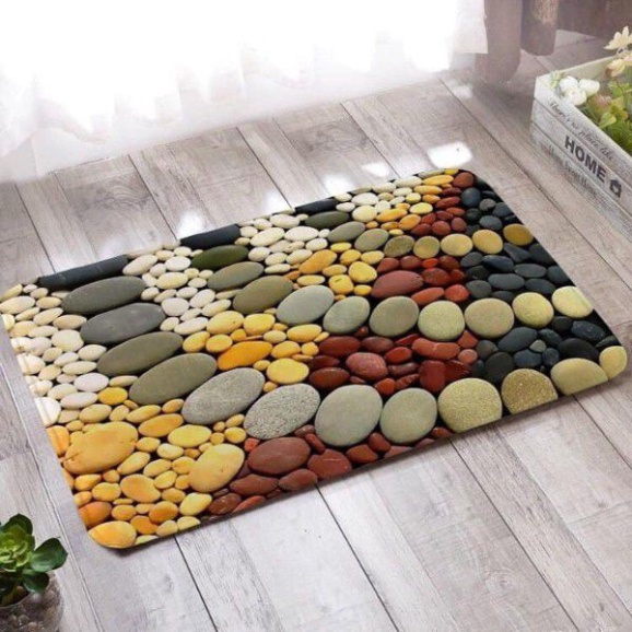 Thảm lau chân in hình 3d đẹp mắt, thảm chùi chân thấm nước chống trơn trượt