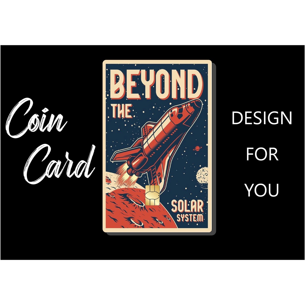 " 🚀 RETRO POSTER SPACE"( Decal dán Thẻ ATM, debit, thẻ từ, thẻ chung cư, bảo vệ thẻ) | Dán thẻ ATM COINCARD