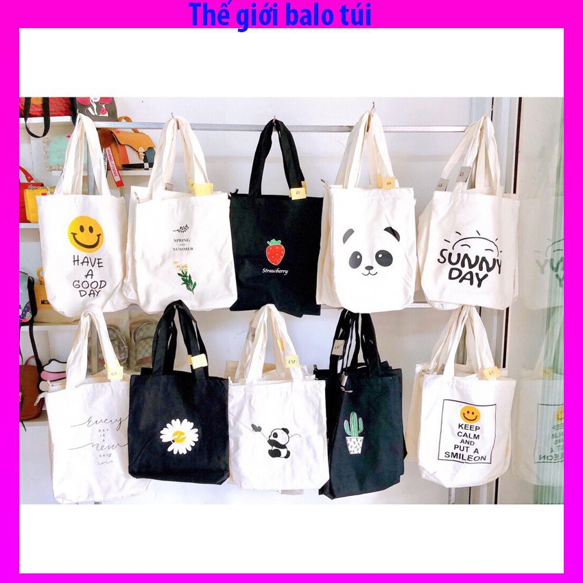 [Ảnh Thật -Vải Dày] Túi tote Vải canvas mềm Đẹp Cực Hot có khóa miệng đựng vừa a4 tặng quà