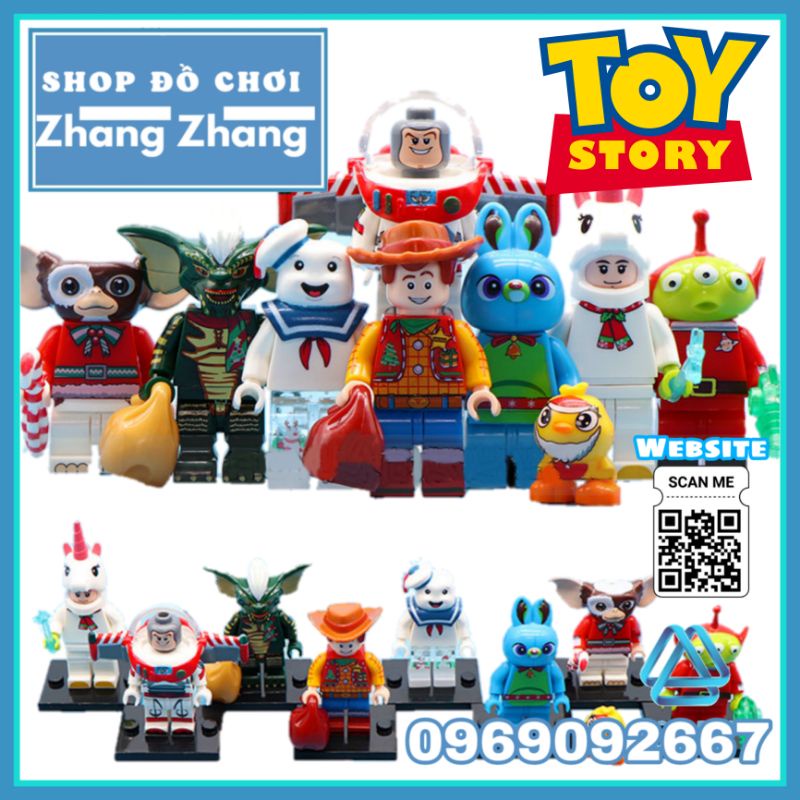 Đồ chơi Xếp hình Toy Story Woody Buzz Lightyear - Bunny LGM - Stay Puft Gizmo - Stripe Unicorn Mascot Minifigures WM6077