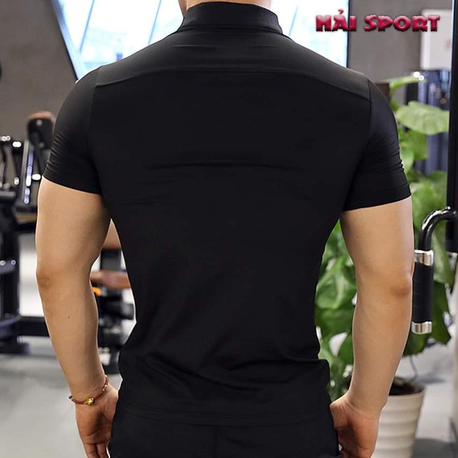 Áo Thun Nam Thể Thao Ôm Body Có Cổ Tập Gym Chất Co Dãn 4 Chiều