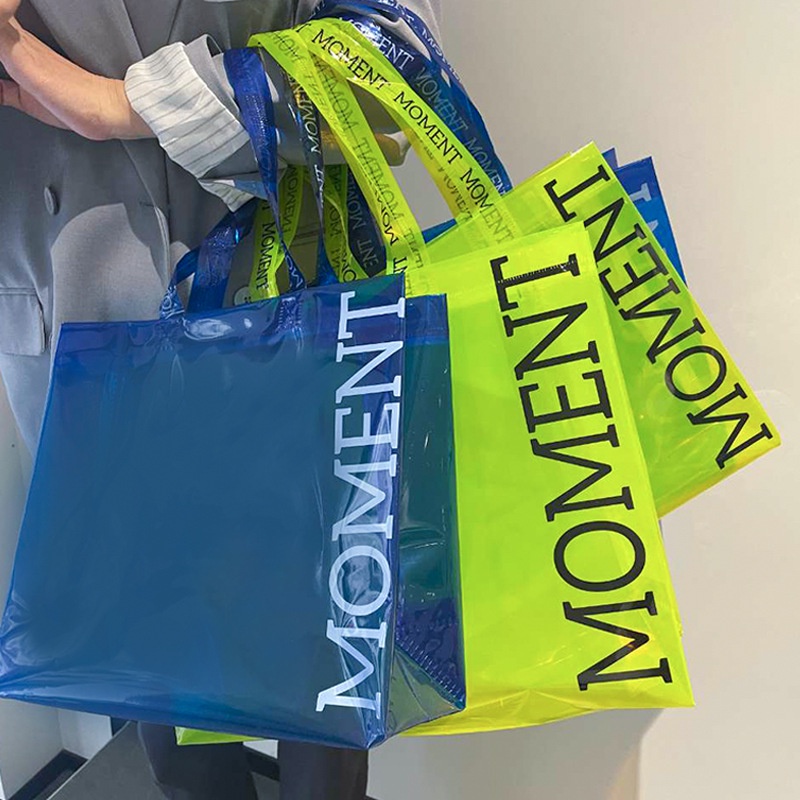 Túi xách nữ trong suốt đeo vai trẻ trung cá tính in chữ Moment