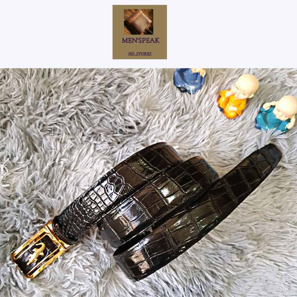 Dây nịt, thăt lưng da cá sấu da bụng liền nguyên con.