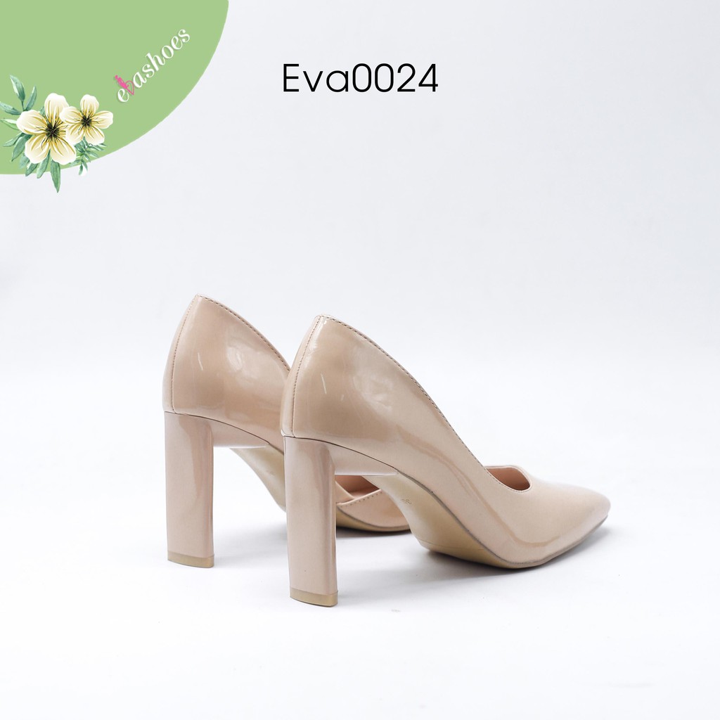 Giày Cao Gót Khoét Eo Da Bóng 8cm Evashoes - EVA0024