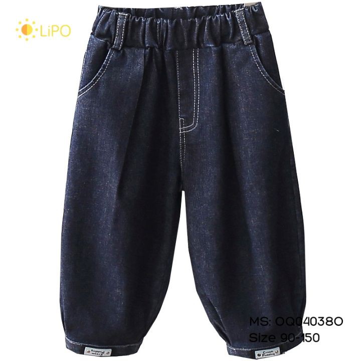 Quần jeans cao cấp cho bé trai Quần jeans/bò trẻ em xanh đậm đi học đi chơi cực chất size 90-150- OQ040