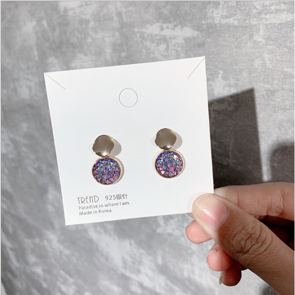 Bông tai Bạc 925 Phong Cách Hàn Quốc - HOA TAI ĐÍNH ĐÁ PHA LÊ LẤP LÁNH ( Cao Cấp )- ẢNH CHỤP THẬT