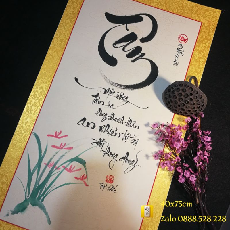 Tranh chữ thư pháp viết tay siêu đẹp 40x70cm