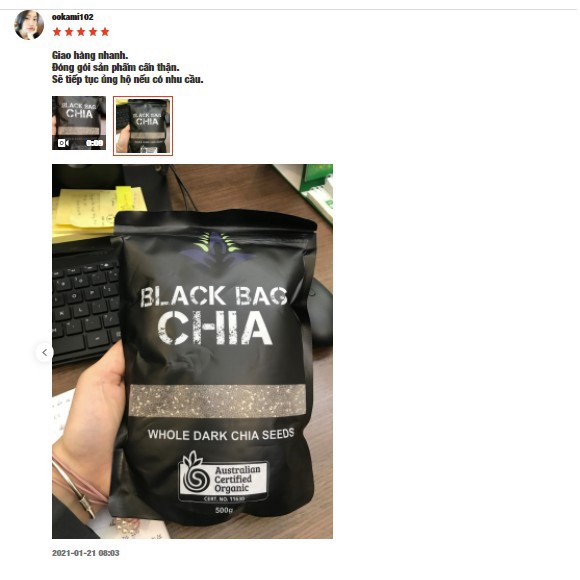 Giá Shock  Hạt Chia ÚC BLACK BAG CHIA 500g.
