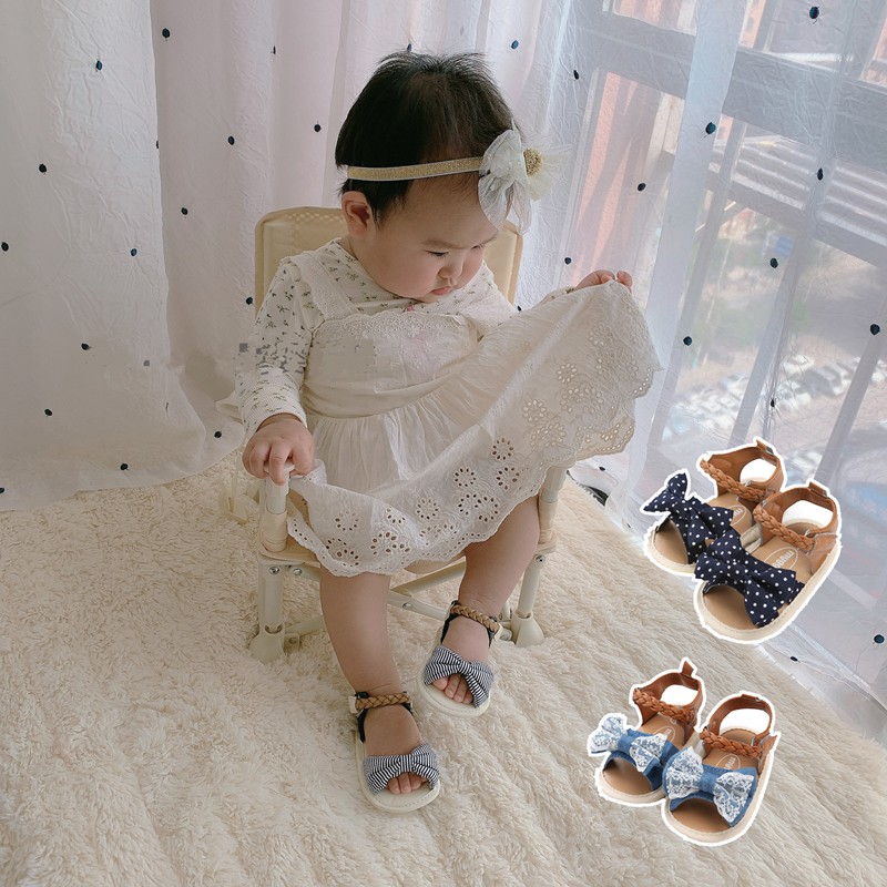 Xăng Đan Đi Biển Đính Nơ Dễ Thương Cho Bé