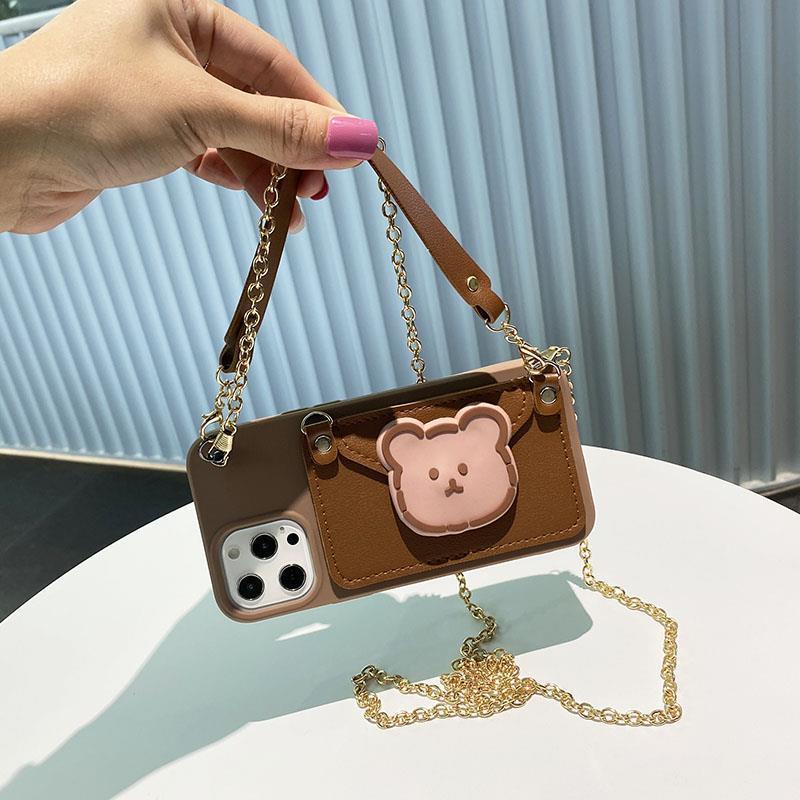 Ốp Điện Thoại Dạng Túi Đeo Chéo Hình Gấu Có Dây Xích Đeo Vai Cho Iphone 11 / 12 11pro 11promax 7P
