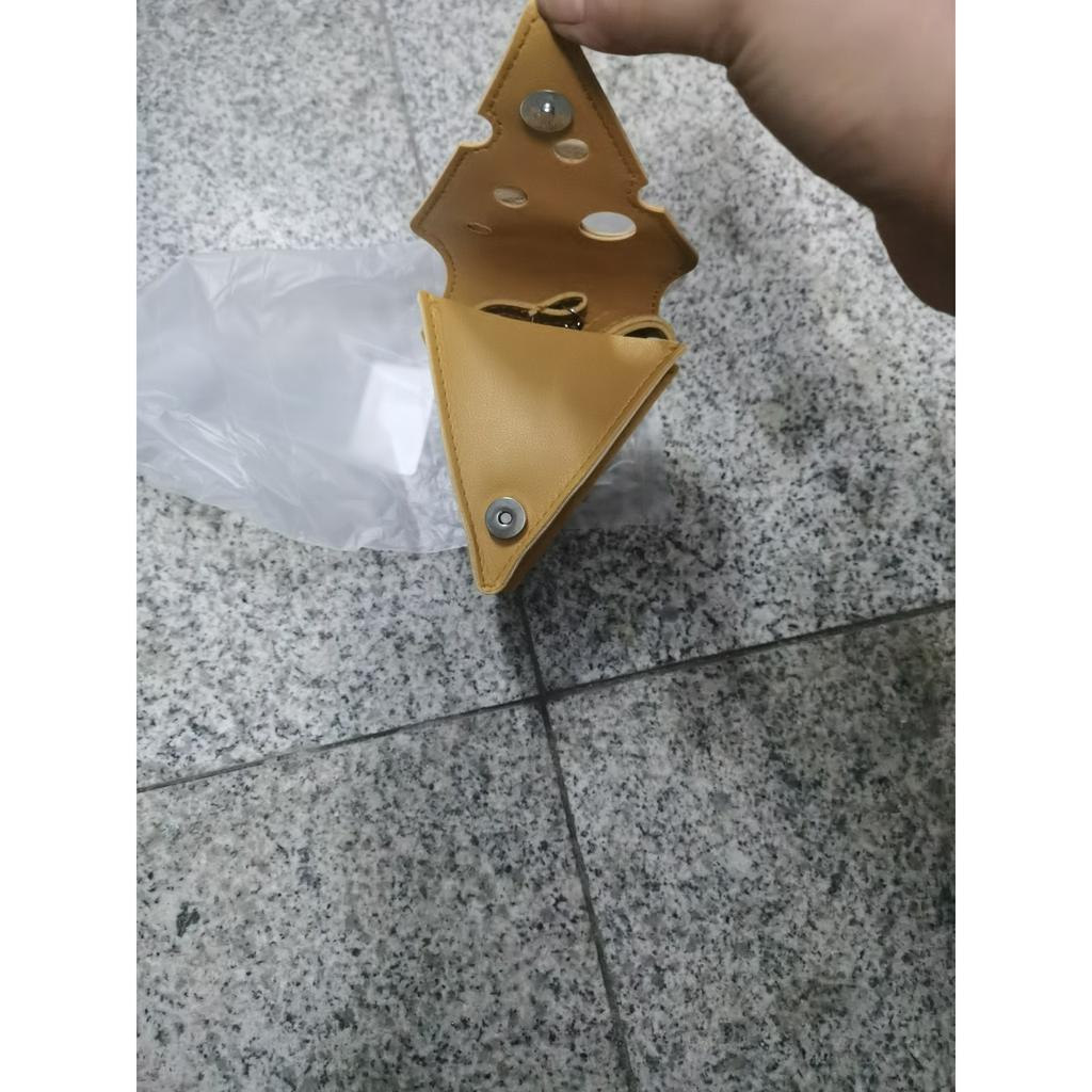 Túi Đeo Chéo Mini Bằng Da PU Hình Phô Mai Đáng Yêu Dành Cho Nữ