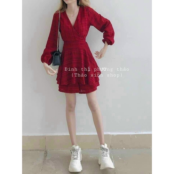 JUMPSUIT TẦNG CỔ V CỘT EO