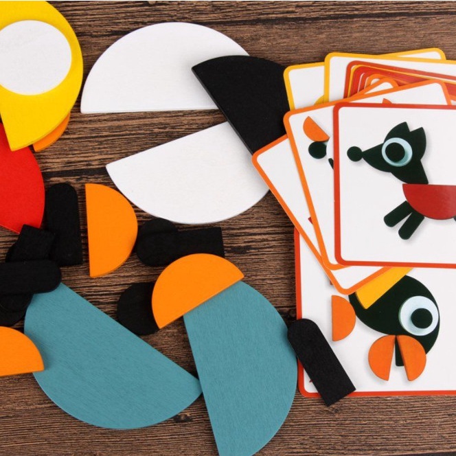Đồ chơi gỗ trí tuệ Ghép hình tư duy theo thẻ - Đồ chơi gỗ Montessori Bapkids
