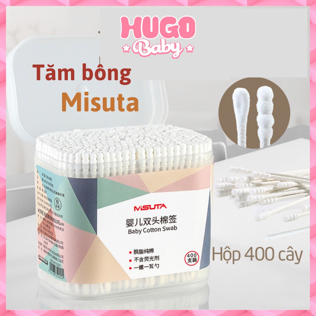 Tăm bông cho bé Misuta hộp 400 que.