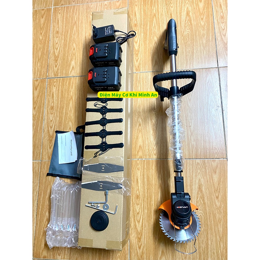 Máy cắt cỏ pin cầm tay, máy cắt cỏ mini dùng pin LAPUSEN 36V pin 10 cell cắt sắc bén nhỏ gọn bảo hành 12 tháng