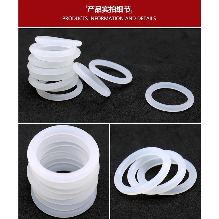 Vòng Đệm Cao Su Silicon Màu Trắng Đường Kính Ngoài 5-90mm * 2mm Chịu Nhiệt Cao Chống Thấm Nước