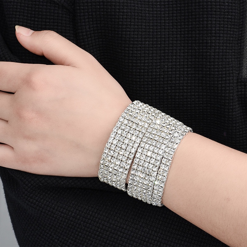 Vòng Tay Nhiều Lớp Đính Đá Pha Lê Lấp Lánh Sang Trọng Cho Nữ