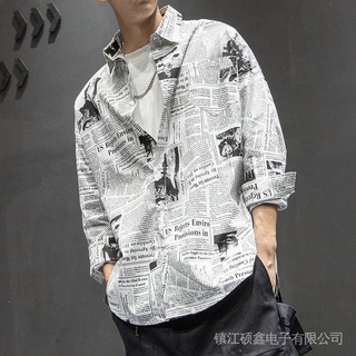 Áo Sơ Mi Nam Dài Tay Họa Tiết Tờ Báo Độc Đáo