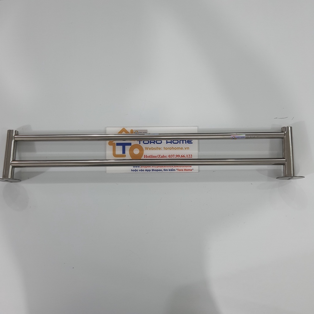 Thanh treo khăn inox 304, Máng khăn đơn, đôi, Vắt khăn inox HV-02 HV-03 Toro Home, Cam kết inox Chuẩn 304