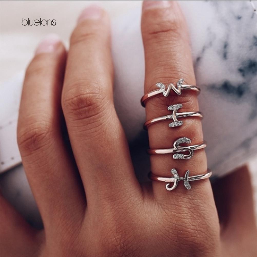 Đèn Bluelans Bluelans Bluelans Chất Lượng Cao❈Vòng Đeo Tay Kiểu Hàn Quốc Chất Lượng Cao❈Nhẫn Đeo Tay Kim Loại Kết Hợp 26 Chữ Cái Tiếng Anh Đơn Giản Thời Trang