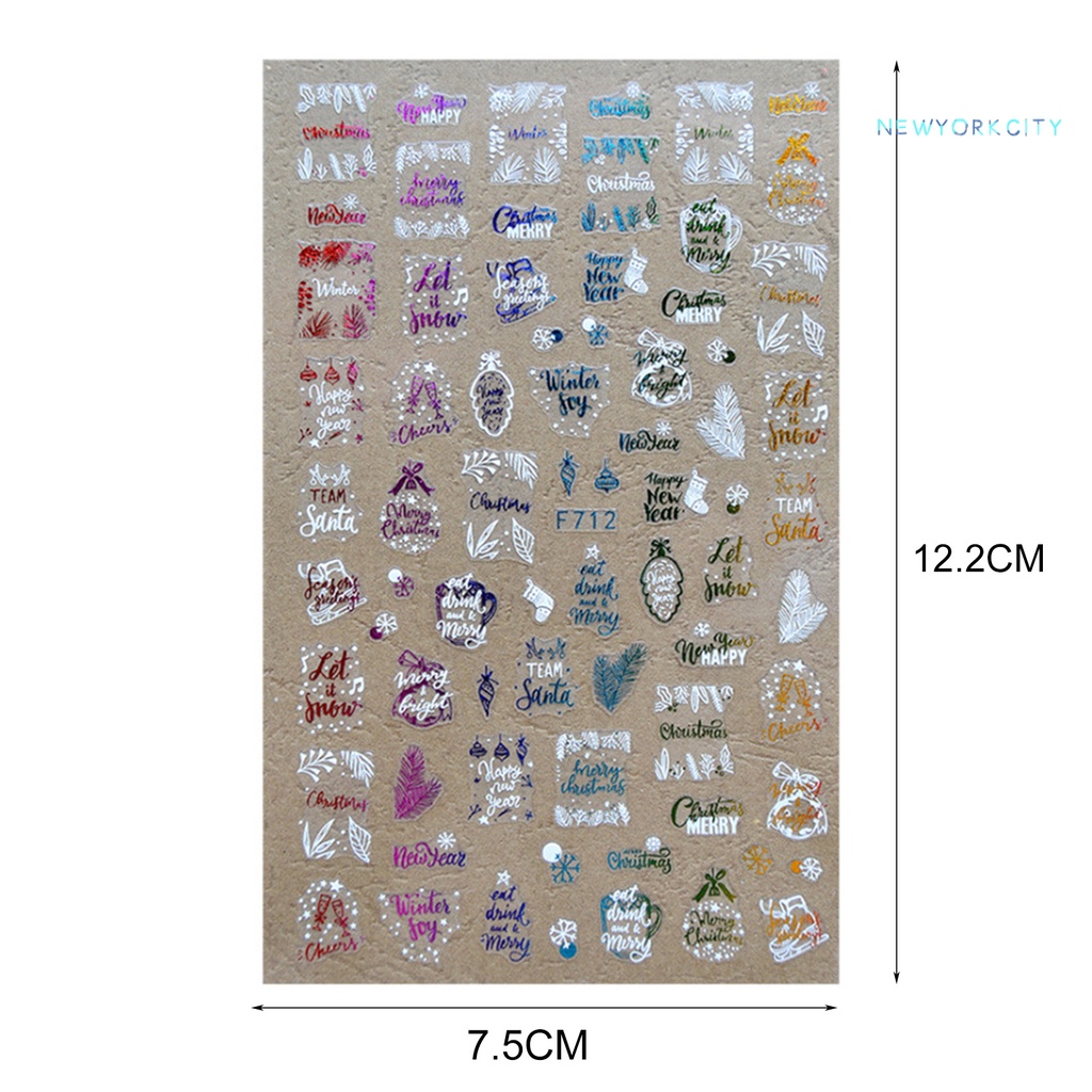 Nhãn Dán Trang Trí Móng Tay Họa Tiết Giáng Sinh 3D Siêu Mỏng Lấp Lánh