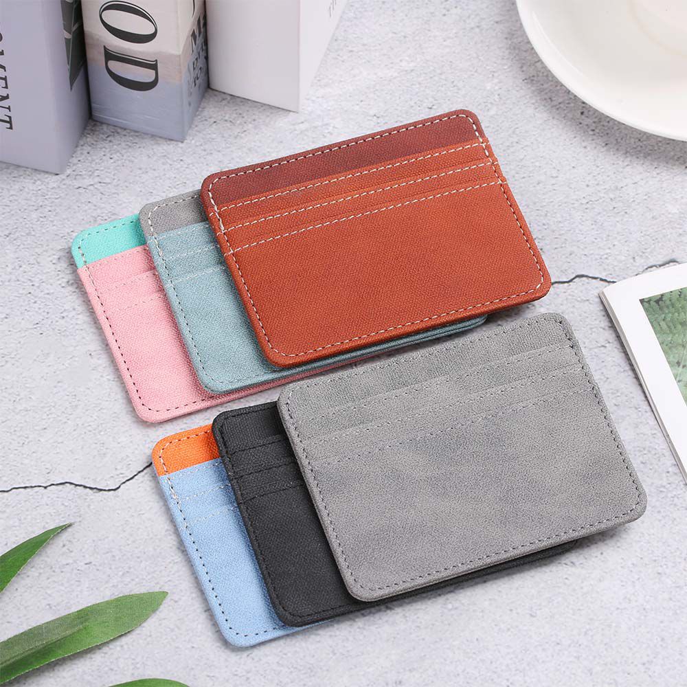 Ví da PU mỏng đựng thẻ tín dụng thời trang cho nam và nữ