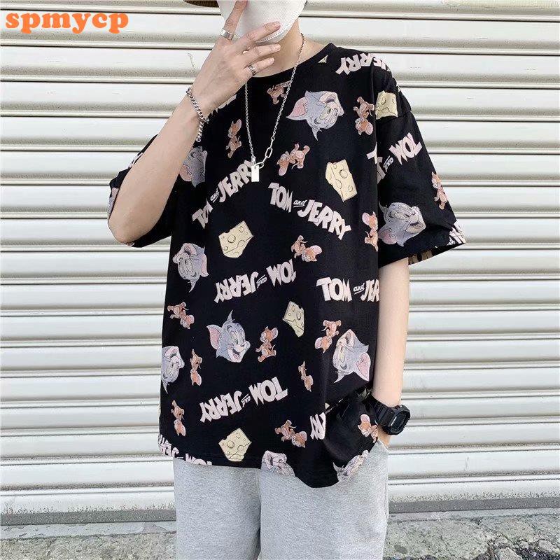 Áo Thun Tay Ngắn In Hoạt Hình Mèo Chuột Dễ Thương Cho Nam Size S-5xl